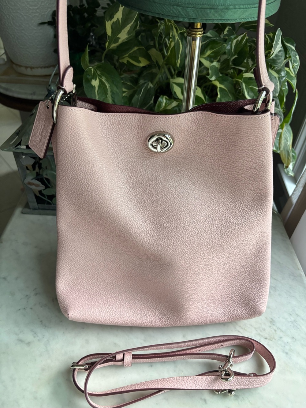 NWT Coach Pink Pebbled Leather Charlie Bucket Bag